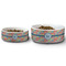 Retro Circles Ceramic Dog Bowls - Size Comparison