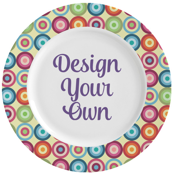 Custom Retro Circles Ceramic Dinner Plates (Set of 4) (Personalized)