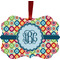 Retro Circles Metal Frame Ornament - Double Sided w/ Monogram
