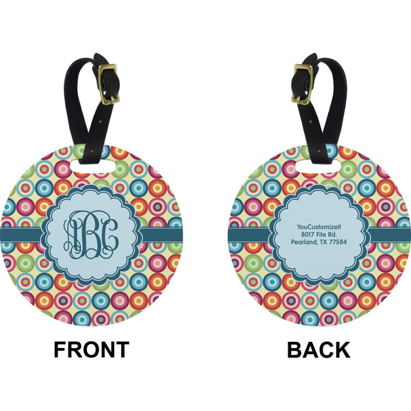 Retro Circles Circle Luggage Tag (Front + Back)