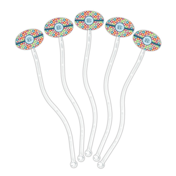 Retro Circles Clear Plastic 7" Stir Stick - Oval - Fan