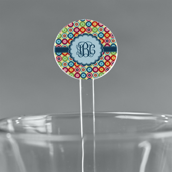 Custom Retro Circles 5.5" Round Plastic Stir Sticks - Clear (Personalized)