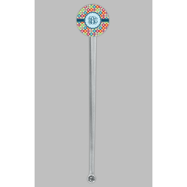 Retro Circles Clear Plastic 7" Stir Stick - Round - Single Stick