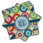 Retro Circles Cloth Cocktail Napkins - Set of 4 w/ Monogram