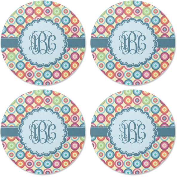 Retro Circles Coaster Round Rubber Back - Apvl