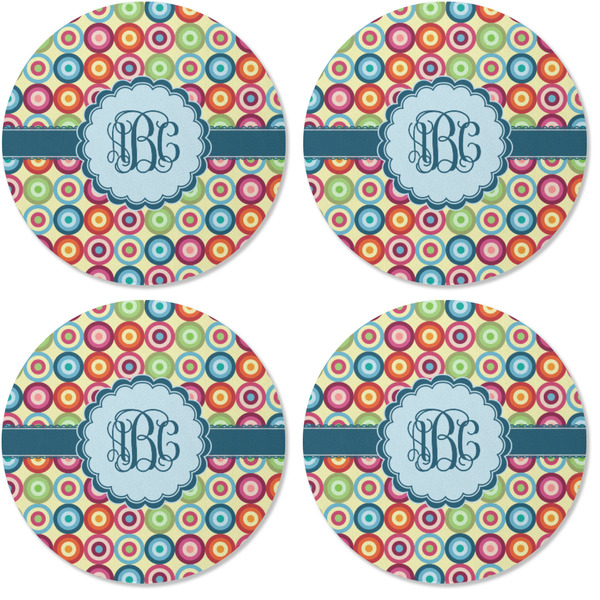 Retro Circles Coaster Round Rubber Back - Apvl