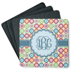 Retro Circles Square Rubber Backed Coasters - Set of 4 (Personalized)