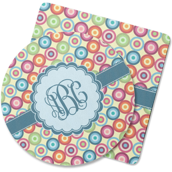 Custom Retro Circles Rubber Backed Coaster (Personalized)