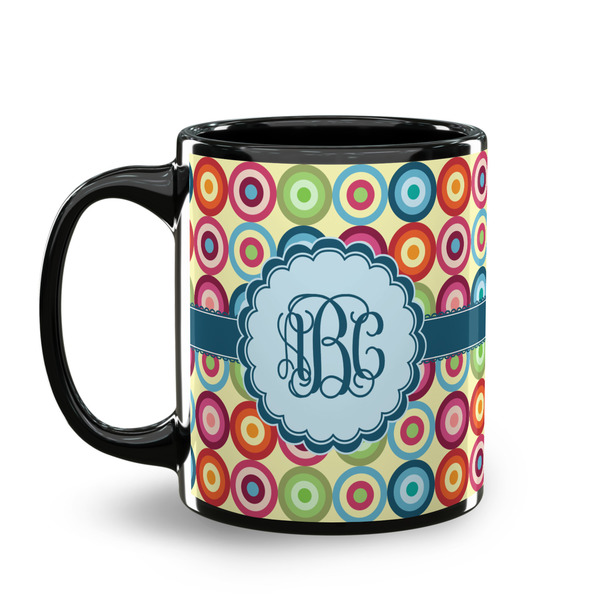 Retro Circles Coffee Mug - 11 oz - Black