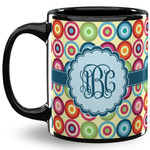 Retro Circles 11 Oz Coffee Mug - Black (Personalized)