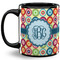 Retro Circles Coffee Mug - 11 oz - Full- Black