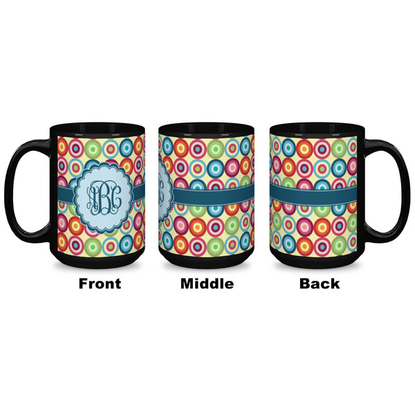 Retro Circles Coffee Mug - 15 oz - Black APPROVAL