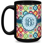 Retro Circles 15 Oz Coffee Mug - Black (Personalized)
