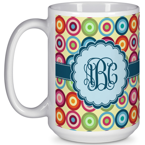 Custom Retro Circles 15 Oz Coffee Mug - White (Personalized)