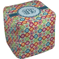 Retro Circles Cube Pouf Ottoman (Personalized)