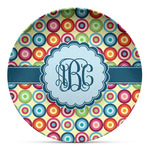 Retro Circles Microwave Safe Plastic Plate - Composite Polymer (Personalized)