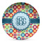 Retro Circles Microwave Safe Plastic Plate - Composite Polymer (Personalized)