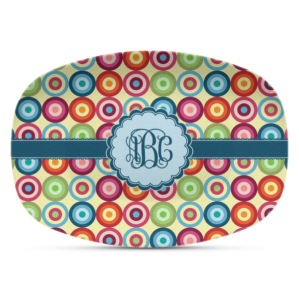 Custom Retro Circles Plastic Platter - Microwave & Oven Safe Composite Polymer (Personalized)