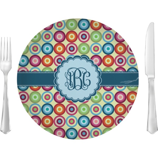 Custom Retro Circles Glass Lunch / Dinner Plate 10" (Personalized)