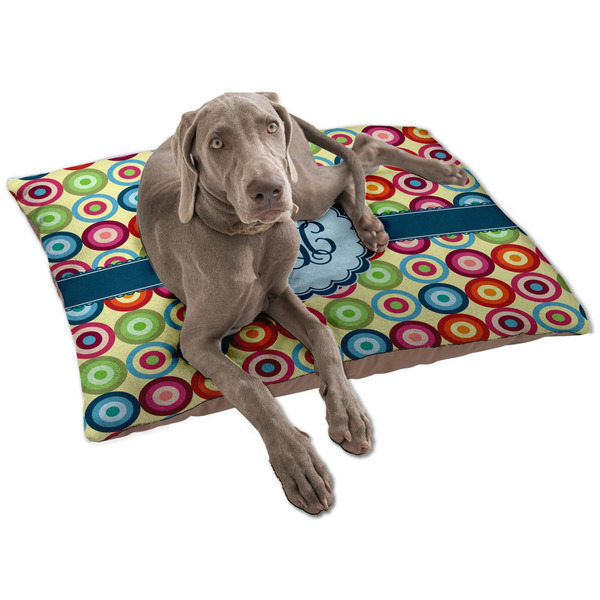 Custom Retro Circles Dog Bed - Large w/ Monogram