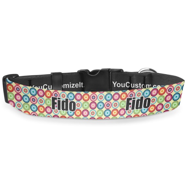 Custom Retro Circles Deluxe Dog Collar - Extra Large (16" to 27") (Personalized)