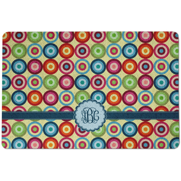Custom Retro Circles Dog Food Mat w/ Monogram