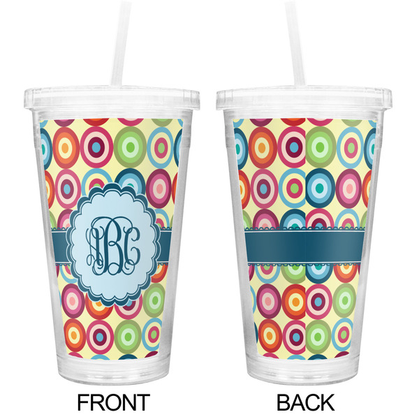 Retro Circles Double Wall Tumbler with Straw - Approval
