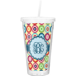 Retro Circles Double Wall Tumbler with Straw (Personalized)
