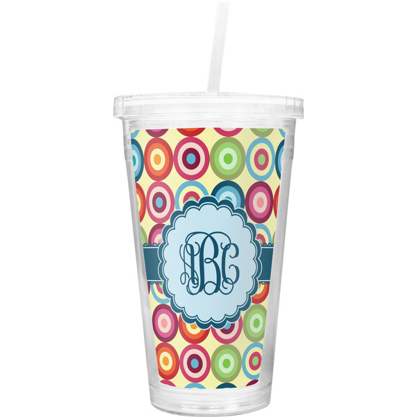 Custom Retro Circles Double Wall Tumbler with Straw (Personalized)