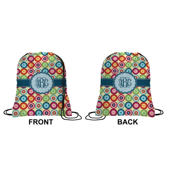 Retro Circles Drawstring Backpack Front & Back Small