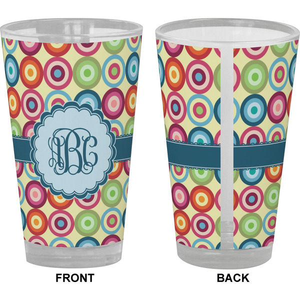 Retro Circles Pint Glass - Full Color - Front & Back Views