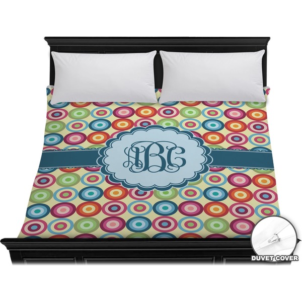 Custom Retro Circles Duvet Cover - King (Personalized)