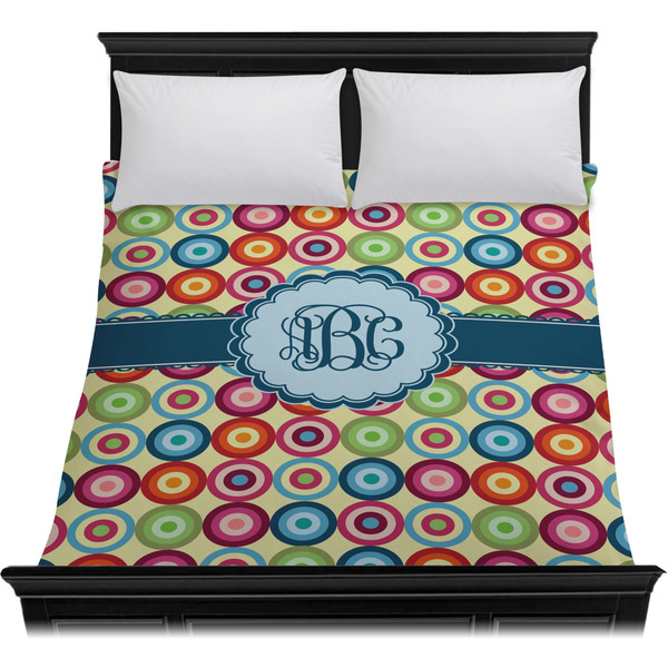 Retro Circles Duvet Cover - Queen - On Bed - No Prop