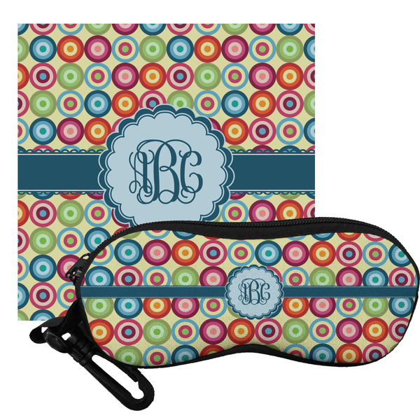 Custom Retro Circles Eyeglass Case & Cloth (Personalized)