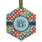 Retro Circles Flat Glass Ornament - Hexagon w/ Monogram