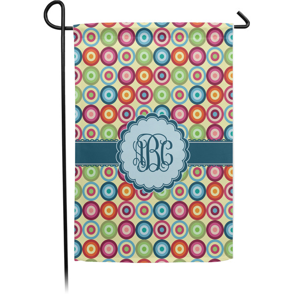 Custom Retro Circles Small Garden Flag - Single Sided w/ Monograms