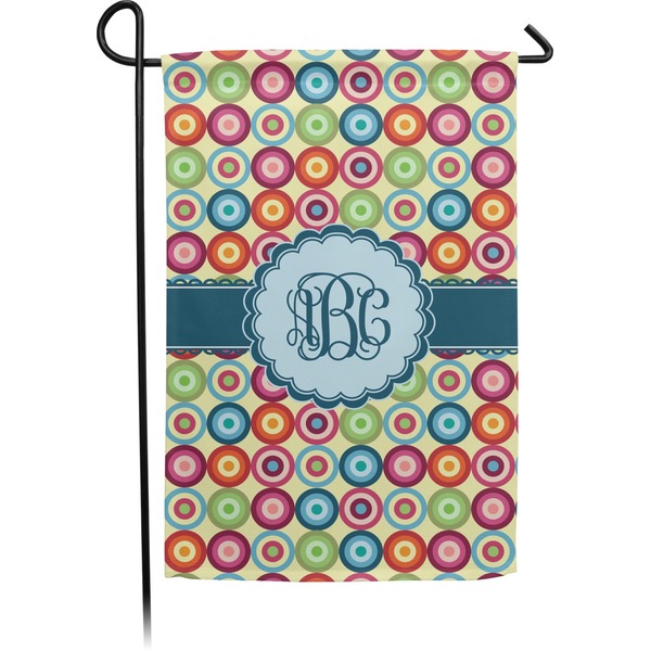 Custom Retro Circles Small Garden Flag - Double Sided w/ Monograms