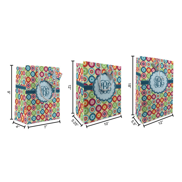 Retro Circles Gift Bags - All Sizes - Dimensions