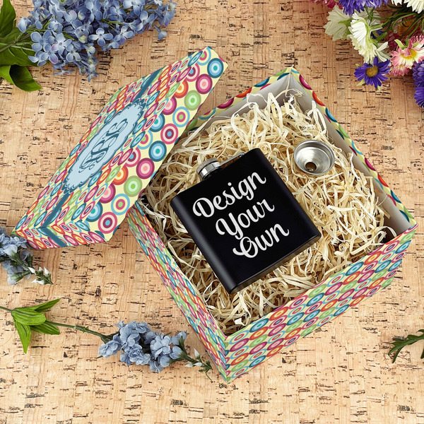 Retro Circles Gift Boxes with Lid - Canvas Wrapped - Large - In Context