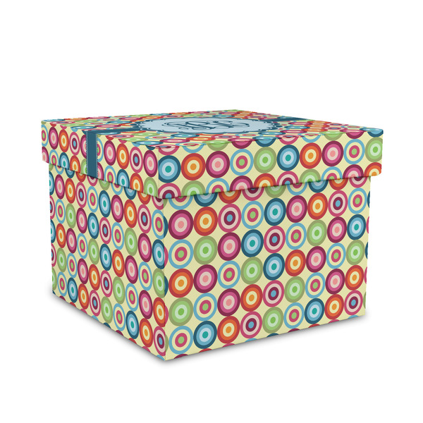 Custom Retro Circles Gift Box with Lid - Canvas Wrapped - Medium (Personalized)