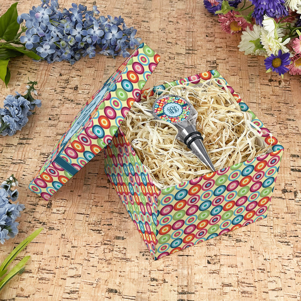 Retro Circles Gift Boxes with Lid - Canvas Wrapped - Medium - In Context