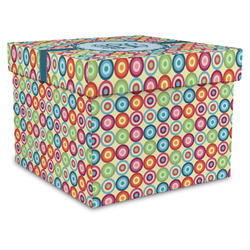Retro Circles Gift Box with Lid - Canvas Wrapped - X-Large (Personalized)