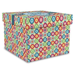 Retro Circles Gift Box with Lid - Canvas Wrapped - X-Large (Personalized)