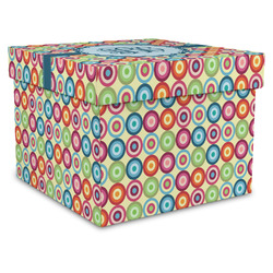 Retro Circles Gift Box with Lid - Canvas Wrapped - XX-Large (Personalized)