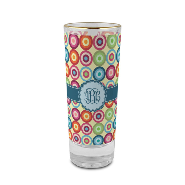 Custom Retro Circles 2 oz Shot Glass - Glass with Gold Rim (Personalized)