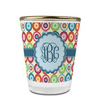 Retro Circles Glass Shot Glass - 1.5 oz - with Gold Rim - Set of 4 (Personalized)