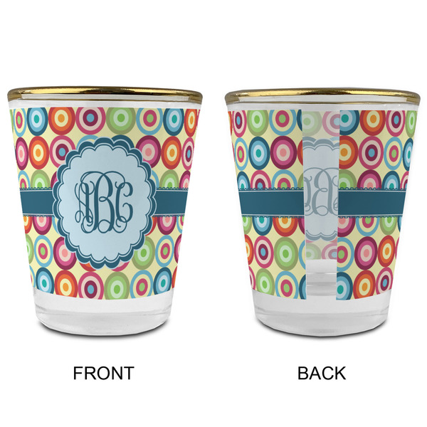 Retro Circles Glass Shot Glass - with gold rim - APPROVAL