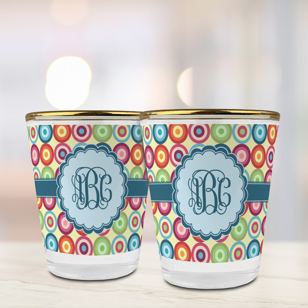 Retro Circles Glass Shot Glass - with gold rim - LIFESTYLE