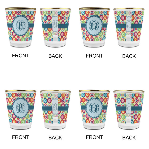 Retro Circles Glass Shot Glass - with gold rim - Set of 4 - APPROVAL