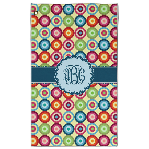 Custom Retro Circles Golf Towel - Poly-Cotton Blend w/ Monograms